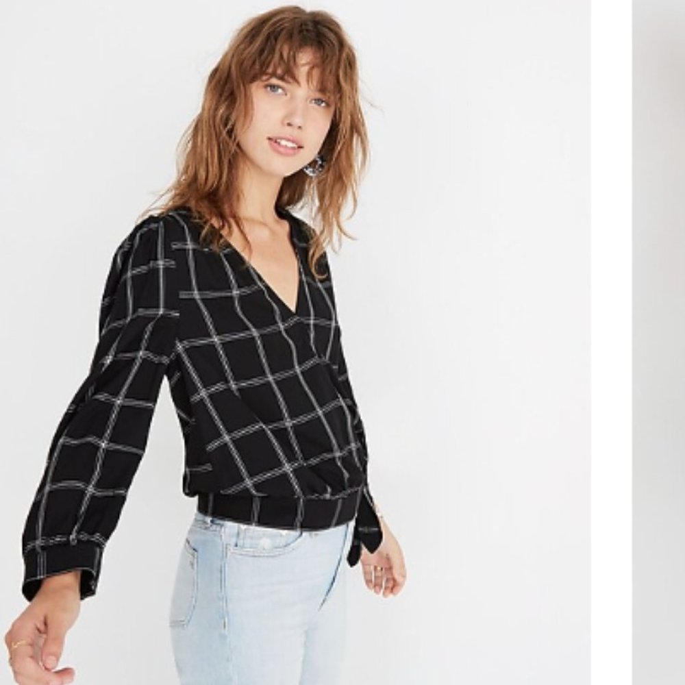 Madewell Wrap Top in Windowpane